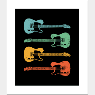 T-Style Electric Guitar Cool Retro Colors Posters and Art